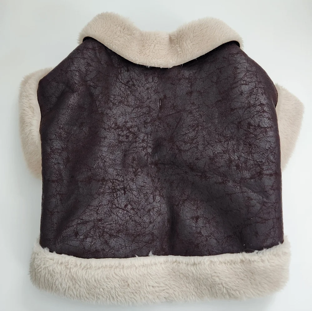 OFFLEASH By Aerie‎ Leather Winter Sherpa Dog Vest Coat Size Large NWT